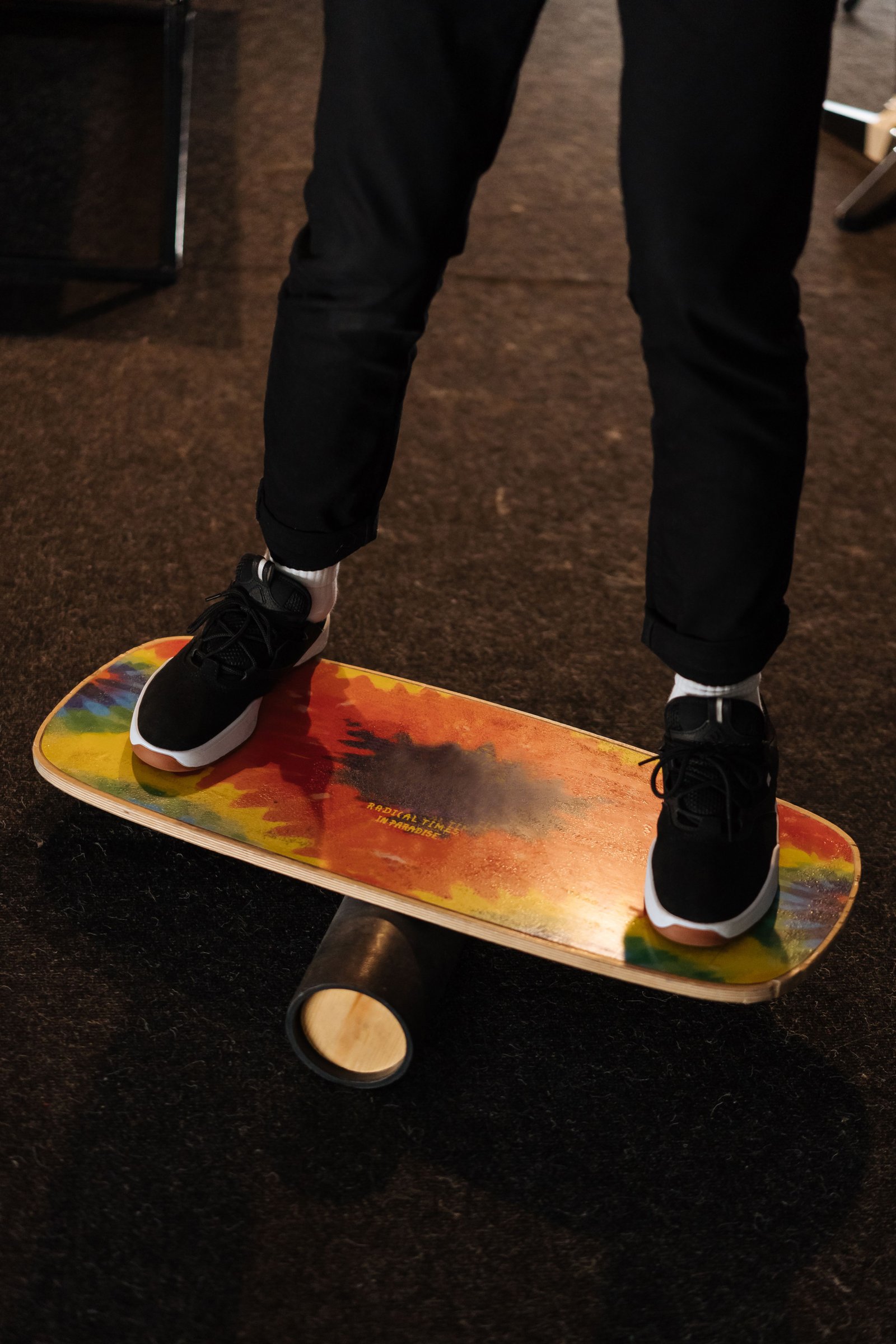 Athlete performing a single-leg balance exercise during deltoid ligament sprain rehab