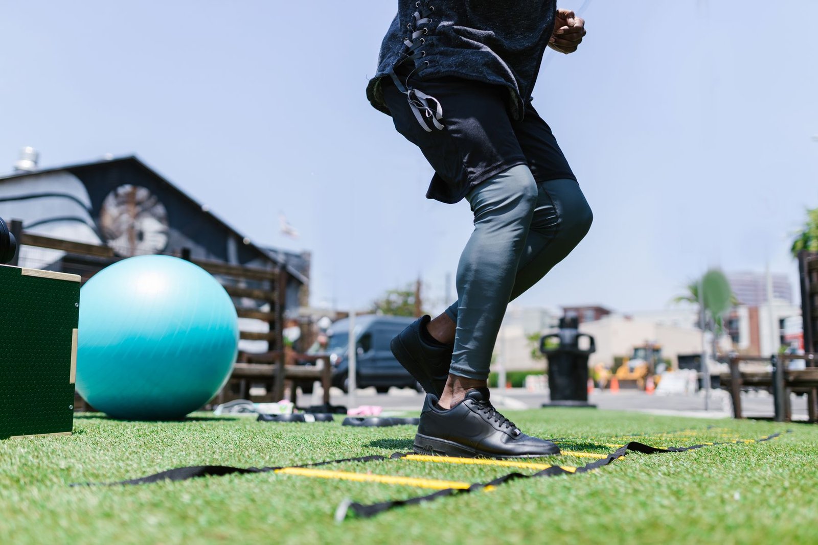 Agility ladder drill, a sport-specific stage of ankle rehab exercises