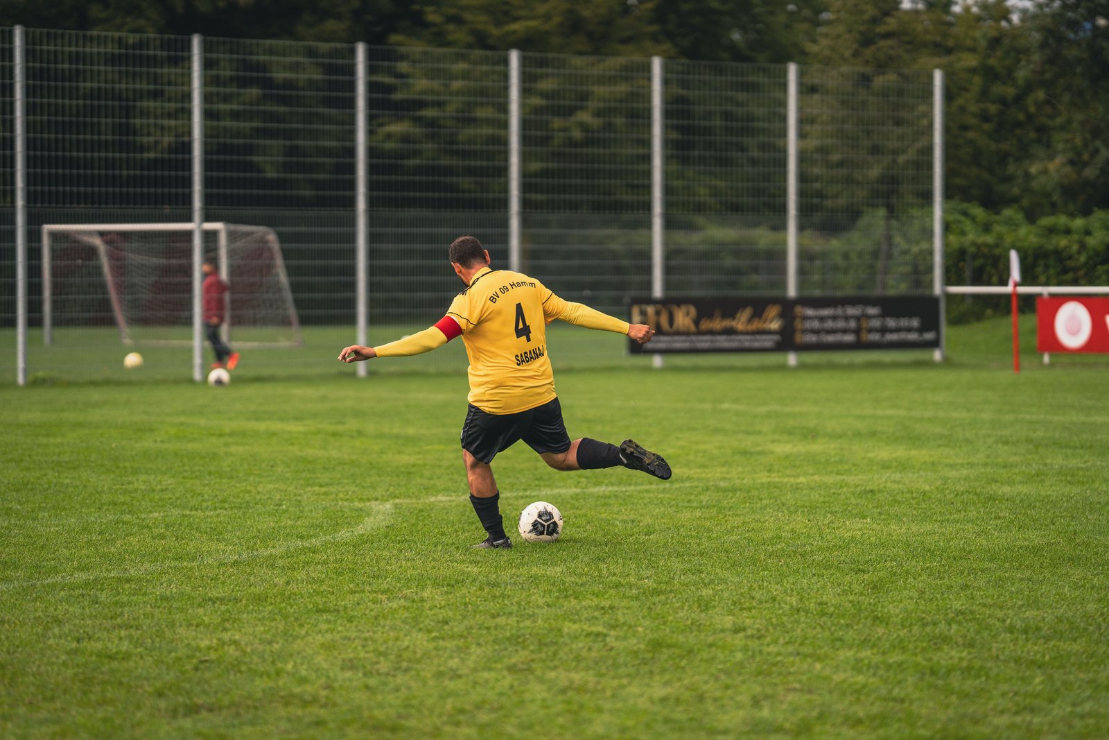 Footballer kicking ball at risk of acute groin injury